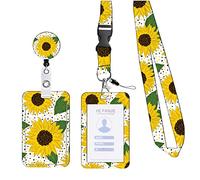 KHDULQ Collier Porte Carte, Porte Badge, Porte Badge Tour De Cou (motif tournesol) Pour Fournitures De Bureau Et Scolaires.
