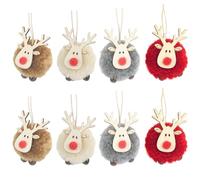 KHDULQ Décoration de Pendentif de Noël 8 Pièces Decoration Sapin Noel Pendentif Cerfs Feutre et Bois Deco Noel Sapin, pour Les Sapins de Noël, Les Fêtes,Les Décorations de Vacances