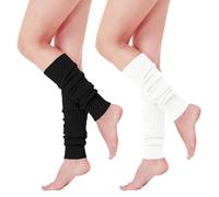 KHDULQ Jambiere,2 Paires Guêtres Femme Jambiere Femme Jambière 40CM Noir Guetre Blanc Jambières pour Femmes Y2K Chauffe-Mollets,Jambières Chaudes et Confortables pour Toutes les Saisons