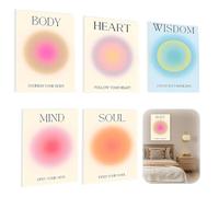 KHDULQ Posters Lot De 4 Posters Aura,Aura Positive Pour Chambre Coucher,Style EsthéTique,Oile,Art Mural Abstrait,DéCoration Murale,Tableau Decoration Murale Pour Chambre Salon 21x30 Cm Sans Cadre