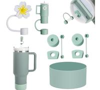 KHDULQ Stanley Cup Accessoires,Couvercle Etanche Comprend 6 Bouchons Silicone Anti-Fuites,2 Couvercles pour Pailles,1 Étui en Silicone,Stanley Cup Accessories pour 800Ml -1100Ml Tumbler