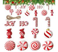 KHDULQ Sucre d'orge Decoration de Noel 24 Pièces à Bonbons en Bois de 3 à 8 cm Decoration Noel Sapin pour Sapins de Noël,Decoration Gateau Noel Fêtes et Décorations de Fêtes
