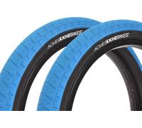 KHE Acme Lot de 2 pneus BMX 20 x 2,40 pouces - 640 g - Bande en acier - volumineux - Adhérence optimale - Street & Park - Bleu - 1 paire