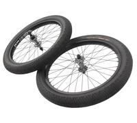 KHE BMX Jeu de roues 20" - Pneus MAC3 inclus - Essieux 14 mm et 10 mm - 9T RHD - Jante double chambre - Roulement industriel - Prémonté - Street & Park - 2,40" - Noir