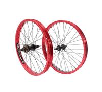KHE Prism BMX Jeu de roues 20" de largeur 38 mm en aluminium 7005 anodisé rouge avec pignon roue libre 16T