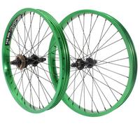 KHE Prism Lot de roues de course BMX 20" anodisé vert Largeur de jante 38 mm 16 dents Roue libre