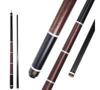 KHEALING Queue de billard 1/2 en fibre de carbone, tête en peau de porc + PVC blanc + virole en bakélite noire, faite à la main, 147,7 cm - Droite, adaptée pour les jeux de ballon/huit et neuf balles