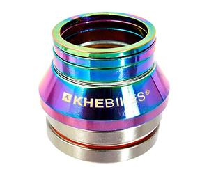 KHEbikes KHE Jeu de direction BMX à roulement industriel 7005 Alu Oil Slick 82 g 3 espaceurs Logo laser