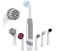 kHelfer KH6A Petite brosse de nettoyage électrique avec batterie et 5 brosses de rechange, légère et imperméable en acier inoxydable pour joints, carrelage, coin, salle de bain