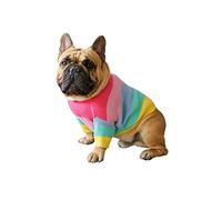 Khemn Pull tricoté arc-en-ciel pour chien, vêtements mignons pour chiens de petite taille (taille S)
