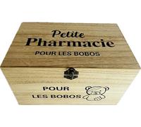 khevga Boîte déco « Petite Pharmacie - Pour les bobos » en bois - rangement charmant pour chambre d’enfant ou salle de bain