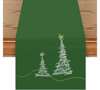 khevga Chemin de table Nappe de Noël moderne en gris avec broderie dorée et argentée (vert)