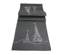 Khevga Chemin de table Noël moderne avec broderie, Gris Grau_baum