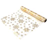 khevga Chemin de Table Noël Runner Table Band Rouleau de Table Organza Noël en Or Argent Flocon de Neige et étoiles 5 mètres x 0,36 m (Flocon de Neige)