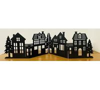 khevga Décoration de Noël Décoration de table de fenêtre à poser Décoration Maison Silhouette Pliable 60 x 16 cm Noir Bois