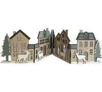 khevga Décoration de Noël - Décoration de table - Décoration de fenêtre à poser - Silhouette de maison pliable - 60 x 16 cm