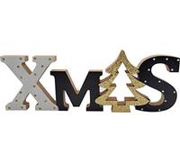 khevga Décoration de Noël Ecriture Xmas Père Noël Décoration de Table Noël Bois (Noir)