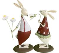 khevga Décoration de Pâques Lapin de Pâques Lapin décoratif en métal Ensemble de 2