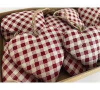 Khevga Lot de 12 pendentifs en forme de cœur à carreaux - Cœurs décoratifs en tissu pour la maison, fenêtre et porte - Décoration de printemps, de Noël et toute l'année dans le style maison de