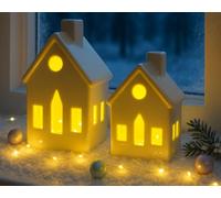 khevga Lot de 2 bougies chauffe-plat ou LED en céramique blanche (avec LED 2)