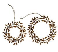 khevga Lot de 2 couronnes décoratives à suspendre pour fenêtre - En métal - Aspect rouille - Style maison de campagne - Parfait pour les fenêtres, les portes et la décoration murale - Design vintage