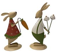 khevga Lot de 2 Lapins de Pâques décoratifs en métal (Vert)