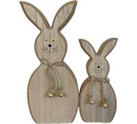 khevga Lot de 2 lapins décoratifs en bois