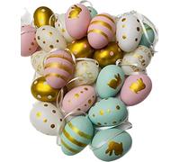 khevga Lot de 24 œufs de Pâques décoratifs avec ruban à suspendre Violet Violet