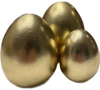 Khevga Lot De 3 Œufs De Pâques Décoratifs En Terre Cuite Dorée Pour Table, Rebord De Fenêtre, Étagère Et Commode - Décoration Moderne Et Élégante