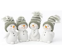 khevga Lot de 4 Figurines décoratives de Noël - Bonhomme de Neige - Gris