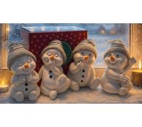 khevga Lot de 4 Figurines décoratives de Noël - Bonhomme de Neige Gris - Assis