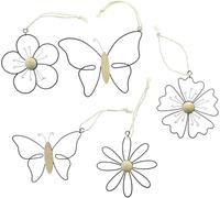 khevga Lot de 5 décorations de fenêtre à suspendre - En métal et bois - Pour fenêtres, portes, balcon et salon - Style vintage