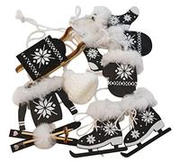 khevga Lot de 6 décorations d'arbre de Noël de sports d'hiver Pendentif de Noël en bois (noir)