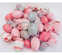 khevga Lot d'œufs de Pâques petits et grands mélangés multicolores avec ruban