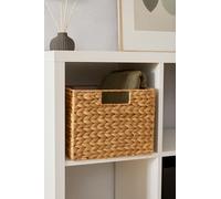 khevga Panier de rangement en jacinthe d'eau - Panier rectangulaire tressé avec poignées - Caisse compatible avec étagère et Kallax - 37 x 28 x 20 cm - Naturel