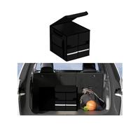 KHGUZ Organiseur de coffre de voiture, multi-compartiments pliable avec couvercle, boîte de rangement antidérapante et imperméable avec poignées renforcées, accessoires automobiles universels (noir)
