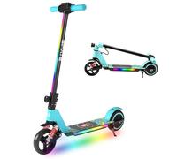 KHHK Trottinette électrique pour Enfants avec Lumières LED, Amortisseurs à Double Ressort, Moteur 130W, Vitesse Max 14 km/h