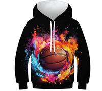 KHHKJBVCE Basketball Sweat À Capuche Unisexe pour Adolescents, Nouveauté 3D, Imprimé Graphique, Joli Pull À La Mode avec Poches 12-14Y
