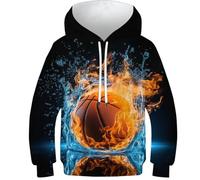 KHHKJBVCE Basketball Sweats À Capuche pour Enfants 3D Sweats À Capuche Unisexes Roman Mignon Motif Imprimé Graphique Sweats À Capuche Sweat-Shirt De Loisirs Confortable avec Poches 11-13Y