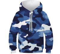 KHHKJBVCE Camouflage Sweat À Capuche 3D pour Garçons Et Filles, Pull Amusant À Manches Longues, Confortable, pour Loisirs, avec Poche 13-15Y