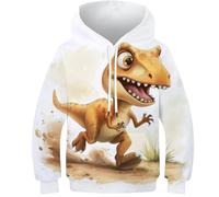 KHHKJBVCE Cute Dinosaur Sweat À Capuche pour Enfants, Adolescentes Et Garçons, Impression 3D, Cool, Pull À Poche, pour 7-9Y