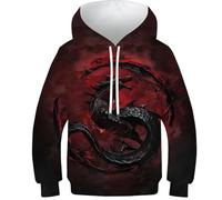 KHHKJBVCE Dragon Garçons Filles Adolescent Sweats À Capuche 3D Sweats À Capuche pour Enfants Mode De Loisirs avec Poche Nouveauté Impression Graphique Hauts À Manches Longues 11-13Y