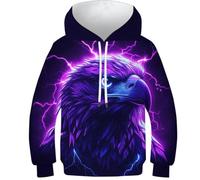 KHHKJBVCE Eagle Sweat À Capuche Unisexe pour Adolescents, Nouveauté 3D, Imprimé Graphique, Joli Pull À La Mode avec Poches 12-14Y