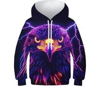 KHHKJBVCE Eagle Sweats À Capuche Unisexes pour Enfants 3D Sweats À Capuche Imprimés Graphiques De Nouveauté Sweat-Shirt À Manches Longues De Loisirs Confortable Sweat-Shirt avec Poche 10-12Y