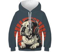 KHHKJBVCE French Bulldog Sweat À Capuche pour Enfants, Adolescentes Et Garçons, Sweat-Shirt Imprimé Unique en 3D, Pull De Loisirs Confortable avec Poche 13-15Y