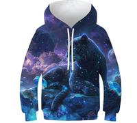 KHHKJBVCE Handsome Black Panther Sweat À Capuche pour Enfants, Pull À Capuche 3D pour Garçons Et Filles, Sweat-Shirt De Loisirs À Manches Longues avec Poche 7-9Y