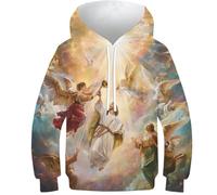 KHHKJBVCE Jesus Sweat À Capuche Garçon 3D Sweat À Capuche pour Enfants Coloré Adolescents Sweat À Capuche Enfants À Manches Longues Sweat À Capuche Pull avec Poche 12-14Y