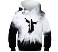 KHHKJBVCE Jesus Sweat À Capuche Unisexe pour Garçons, Pull Imprimé Drôle en 3D, Poches 13-15Y