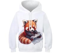 KHHKJBVCE Panda Sweats À Capuche pour Garçons Et Filles - Pull Amusant en Polaire Imprimé 3D avec Poche Kangourou 7-9Y