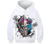 KHHKJBVCE Pulls À Capuche pour Adolescents Garçons, Sweat-Shirt pour Tout-Petits, Enfants Pirate Skull Sweat-Shirt À Manches Longues 8-10Y